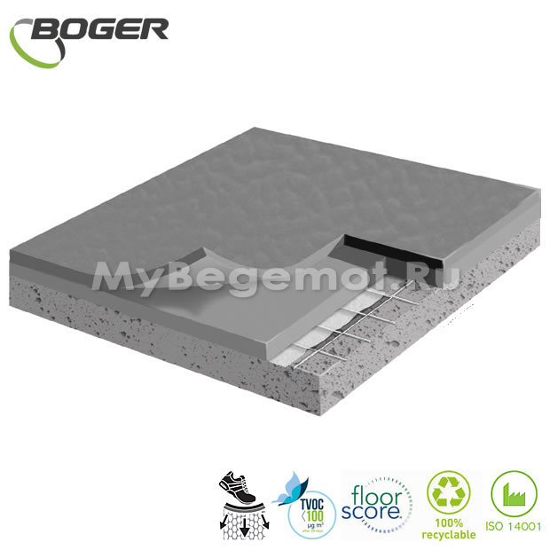 Спортивный линолеум Boger (SF) Sport Flooring Grey 4.5 мм